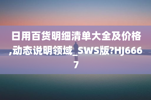 日用百货明细清单大全及价格,动态说明领域_SWS版?HJ6667