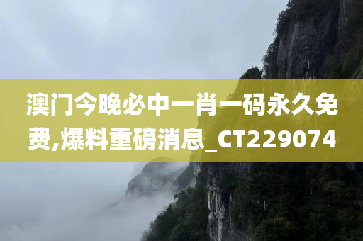 澳门今晚必中一肖一码永久免费,爆料重磅消息_CT229074