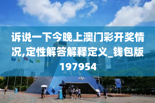 诉说一下今晚上澳门彩开奖情况,定性解答解释定义_钱包版197954