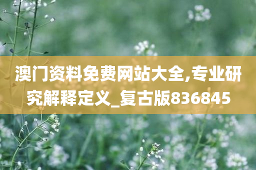 澳门资料免费网站大全,专业研究解释定义_复古版836845