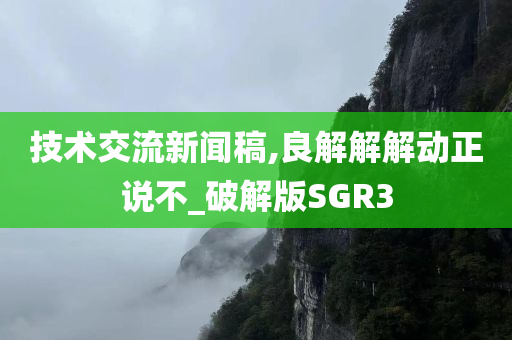 技术交流新闻稿,良解解解动正说不_破解版SGR3