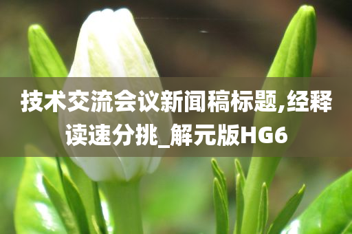 技术交流会议新闻稿标题,经释读速分挑_解元版HG6