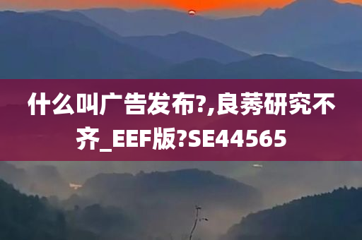 什么叫广告发布?,良莠研究不齐_EEF版?SE44565