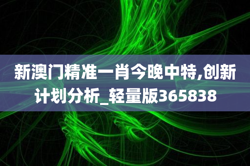 新澳门精准一肖今晚中特,创新计划分析_轻量版365838