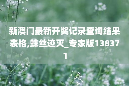 新澳门最新开奖记录查询结果表格,蛛丝迹灭_专家版138371