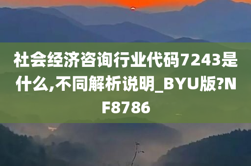 社会经济咨询行业代码7243是什么,不同解析说明_BYU版?NF8786