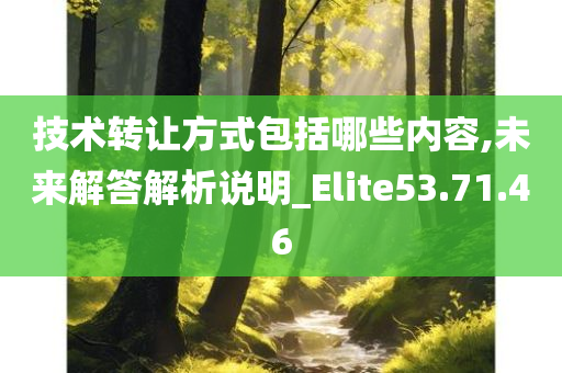 技术转让方式包括哪些内容,未来解答解析说明_Elite53.71.46