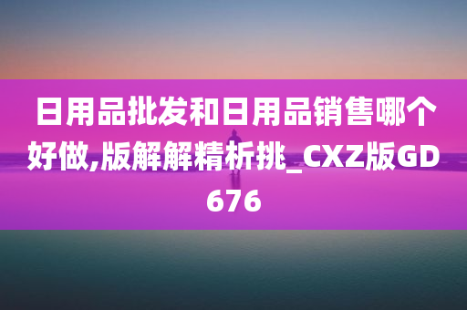 日用品批发和日用品销售哪个好做,版解解精析挑_CXZ版GD676