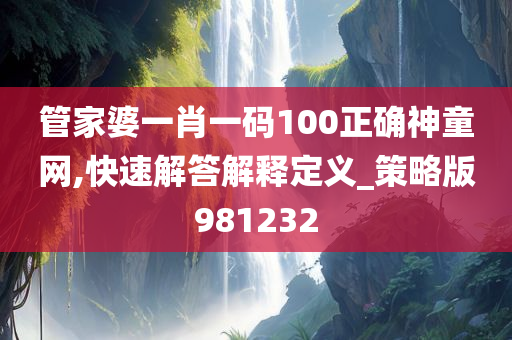 管家婆一肖一码100正确神童网,快速解答解释定义_策略版981232