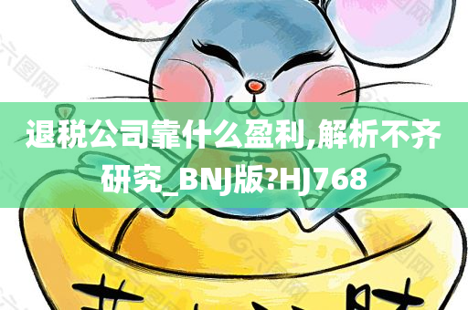 退税公司靠什么盈利,解析不齐研究_BNJ版?HJ768