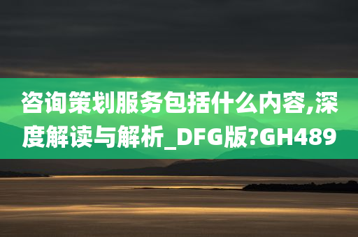 咨询策划服务包括什么内容,深度解读与解析_DFG版?GH489