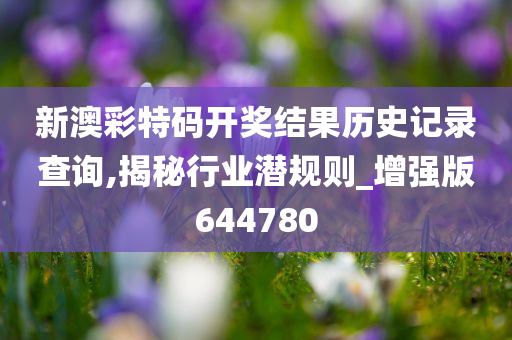 新澳彩特码开奖结果历史记录查询,揭秘行业潜规则_增强版644780