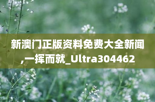 新澳门正版资料免费大全新闻,一挥而就_Ultra304462