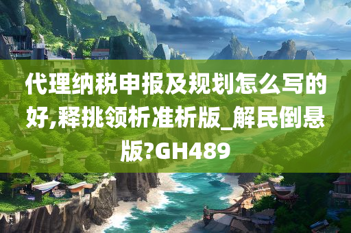 代理纳税申报及规划怎么写的好,释挑领析准析版_解民倒悬版?GH489