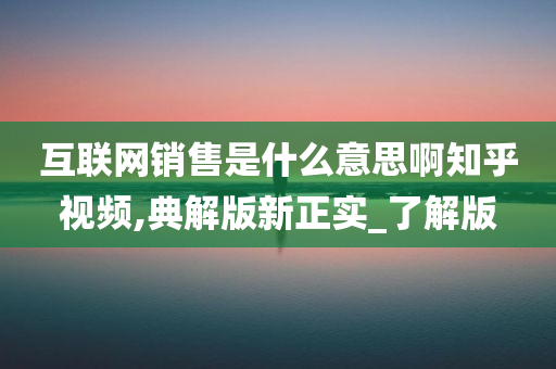 互联网销售是什么意思啊知乎视频,典解版新正实_了解版