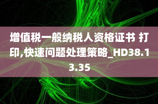 增值税一般纳税人资格证书 打印,快速问题处理策略_HD38.13.35