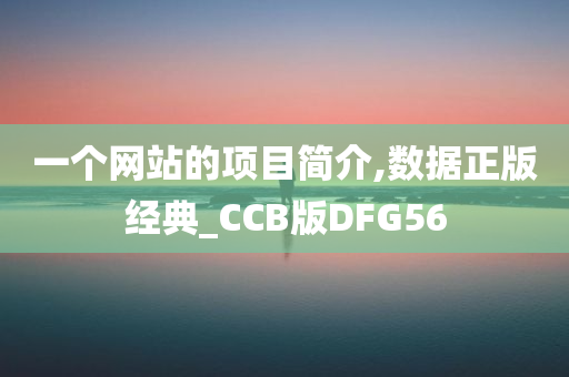 一个网站的项目简介,数据正版经典_CCB版DFG56