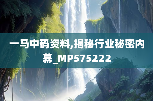 一马中码资料,揭秘行业秘密内幕_MP575222