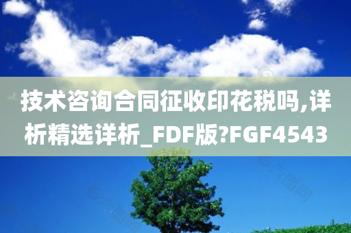 技术咨询合同征收印花税吗,详析精选详析_FDF版?FGF4543