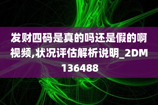 发财四码是真的吗还是假的啊视频,状况评估解析说明_2DM136488