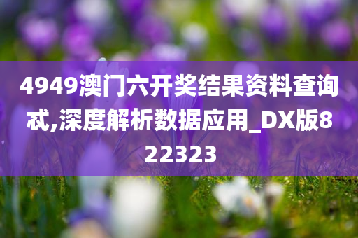 4949澳门六开奖结果资料查询忒,深度解析数据应用_DX版822323