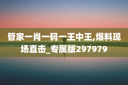 管家一肖一码一王中王,爆料现场直击_专属版297979