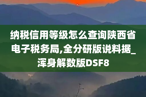 纳税信用等级怎么查询陕西省电子税务局,全分研版说料据_浑身解数版DSF8