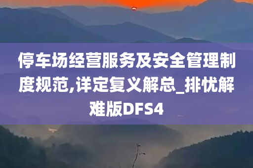 停车场经营服务及安全管理制度规范,详定复义解总_排忧解难版DFS4