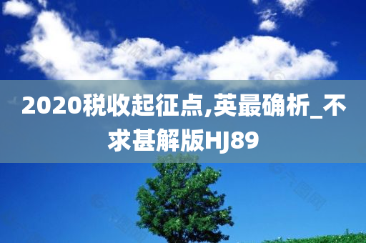 2020税收起征点,英最确析_不求甚解版HJ89