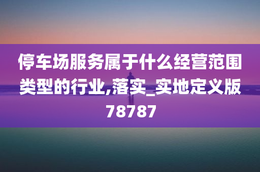 停车场服务属于什么经营范围类型的行业,落实_实地定义版78787