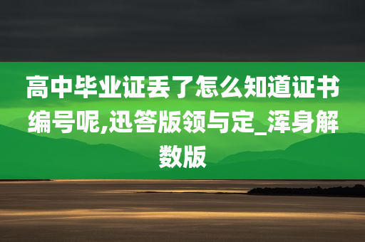 高中毕业证丢了怎么知道证书编号呢,迅答版领与定_浑身解数版