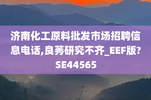 济南化工原料批发市场招聘信息电话,良莠研究不齐_EEF版?SE44565