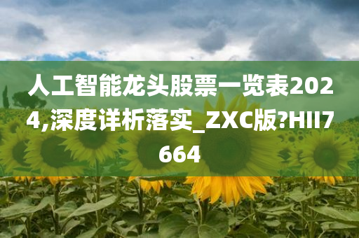 人工智能龙头股票一览表2024,深度详析落实_ZXC版?HII7664