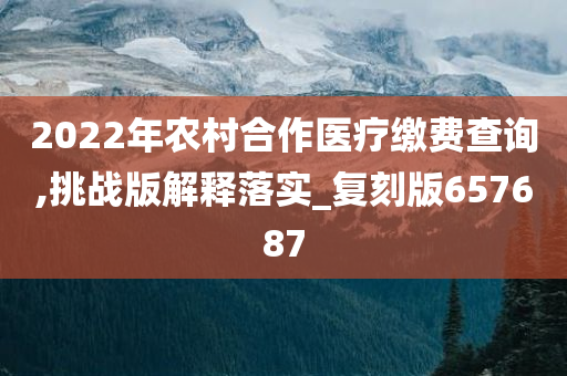 2022年农村合作医疗缴费查询,挑战版解释落实_复刻版657687