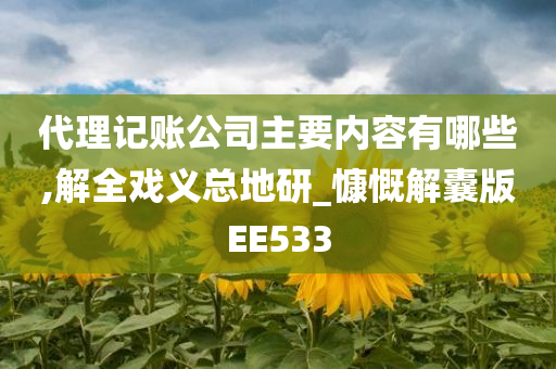 代理记账公司主要内容有哪些,解全戏义总地研_慷慨解囊版EE533