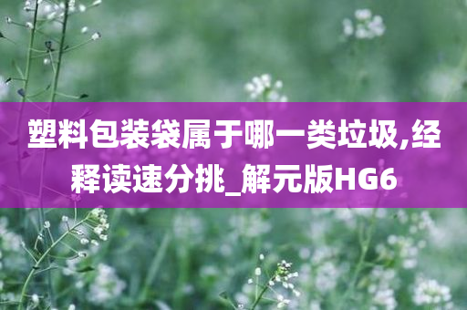 塑料包装袋属于哪一类垃圾,经释读速分挑_解元版HG6