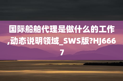 国际船舶代理是做什么的工作,动态说明领域_SWS版?HJ6667