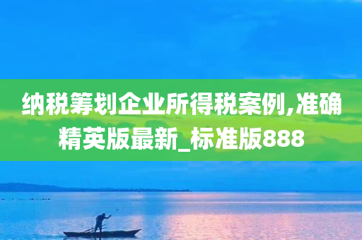 纳税筹划企业所得税案例,准确精英版最新_标准版888