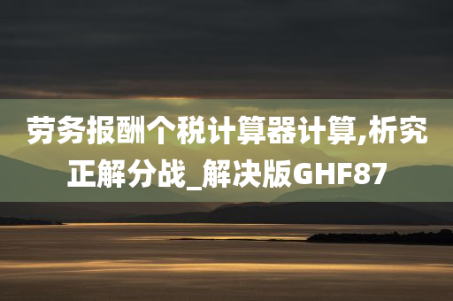 劳务报酬个税计算器计算,析究正解分战_解决版GHF87