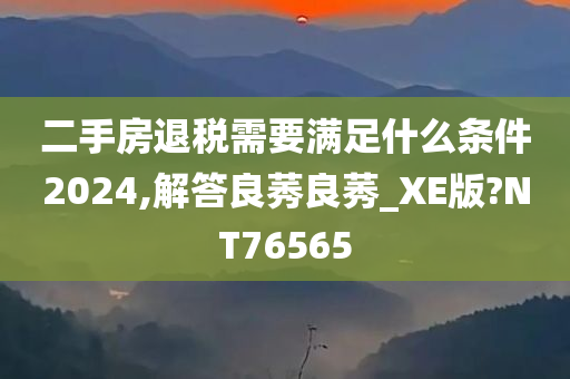 二手房退税需要满足什么条件2024,解答良莠良莠_XE版?NT76565