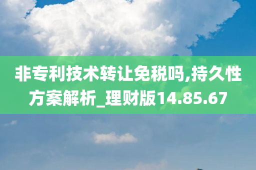 非专利技术转让免税吗,持久性方案解析_理财版14.85.67