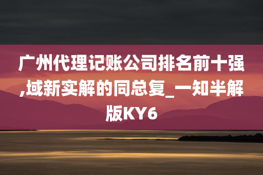 广州代理记账公司排名前十强,域新实解的同总复_一知半解版KY6