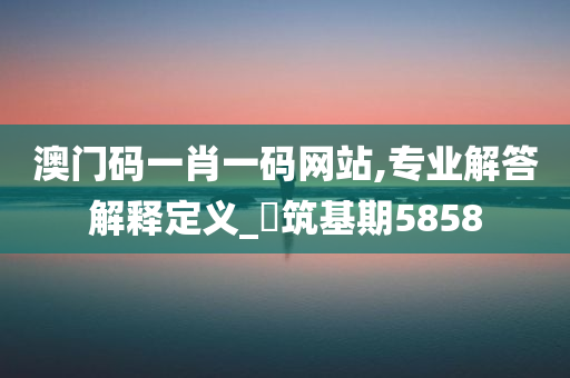 澳门码一肖一码网站,专业解答解释定义_‌筑基期5858