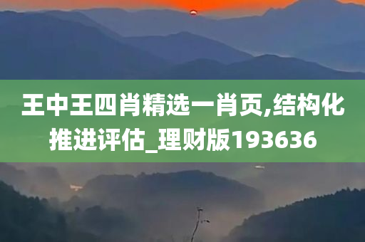 王中王四肖精选一肖页,结构化推进评估_理财版193636