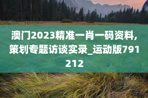 澳门2023精准一肖一码资料,策划专题访谈实录_运动版791212