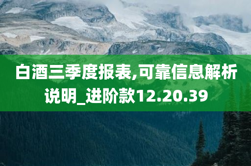 白酒三季度报表,可靠信息解析说明_进阶款12.20.39