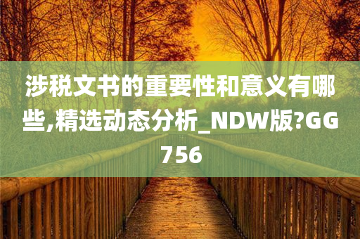 涉税文书的重要性和意义有哪些,精选动态分析_NDW版?GG756