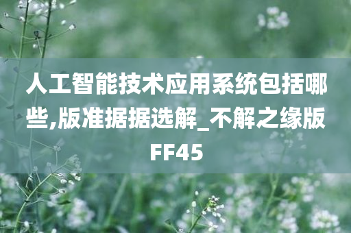 人工智能技术应用系统包括哪些,版准据据选解_不解之缘版FF45