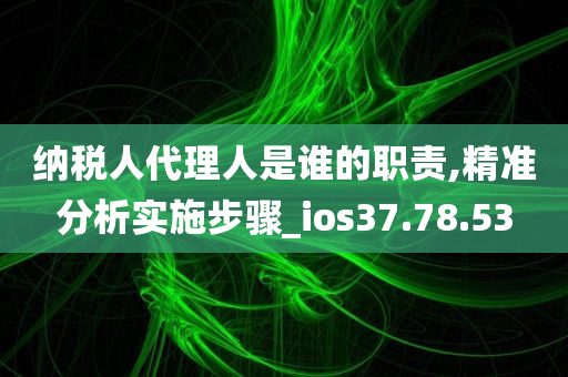 纳税人代理人是谁的职责,精准分析实施步骤_ios37.78.53