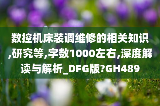 数控机床装调维修的相关知识,研究等,字数1000左右,深度解读与解析_DFG版?GH489